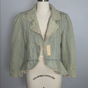 Buffalo Distressed Light Wash Jean Peplum Jacket!